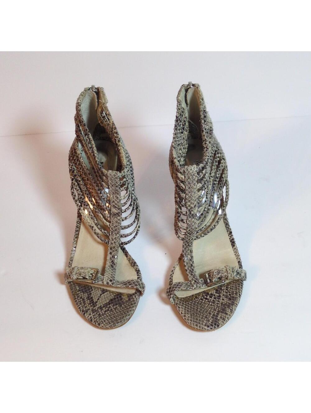 Michael Kors Womens Snake Print Strappy Ankle Strap Zip Leather Sandals W 6.5